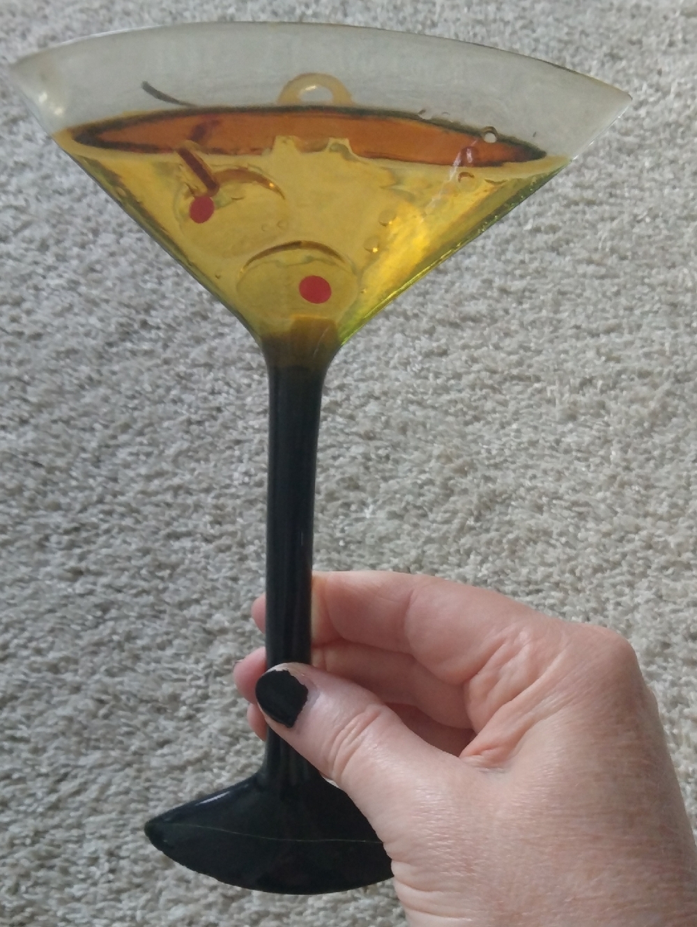 Hand-Blown Glass Martini Cup Wall Accent - Amber and Black